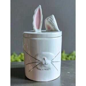 Magenta M Bunny Rabbit Canister Cookie Jar White Rae Dunn Floppy Ear Easter